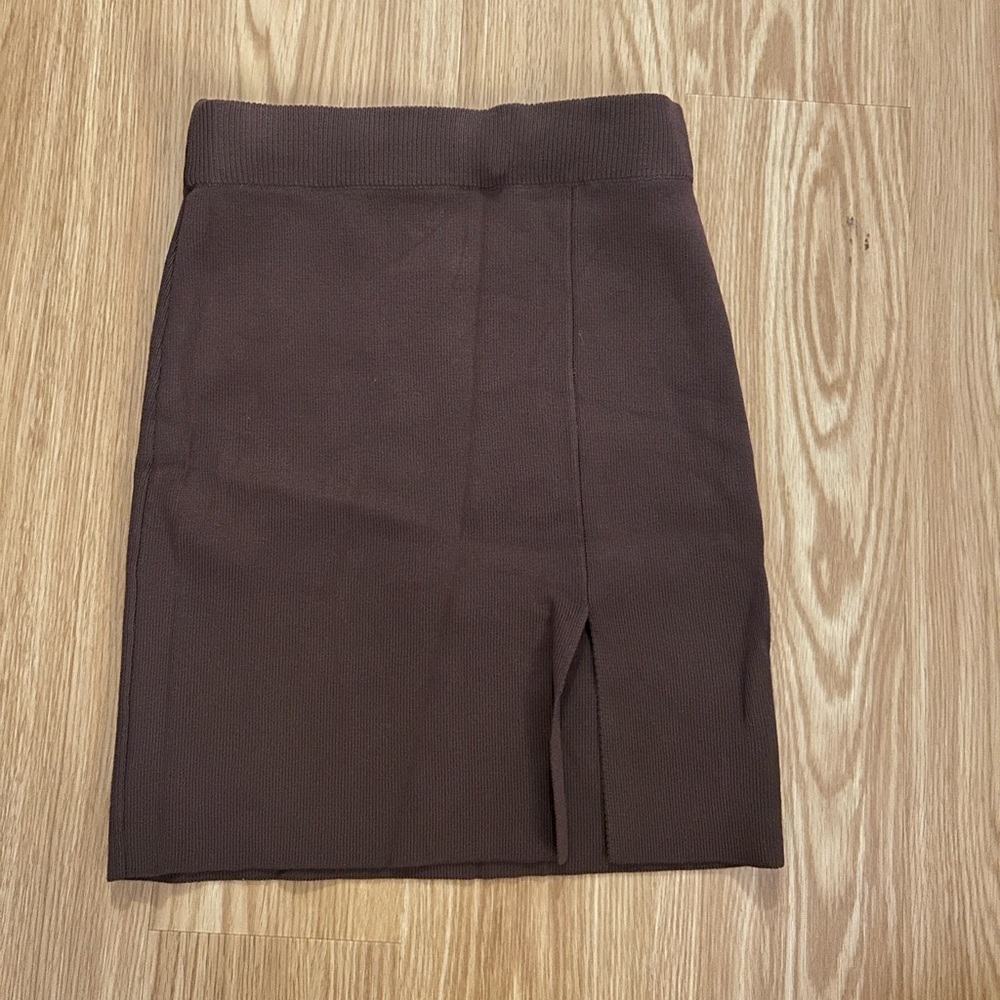 Lioness Brown Mini Skirt with Slit in Brown Size XS